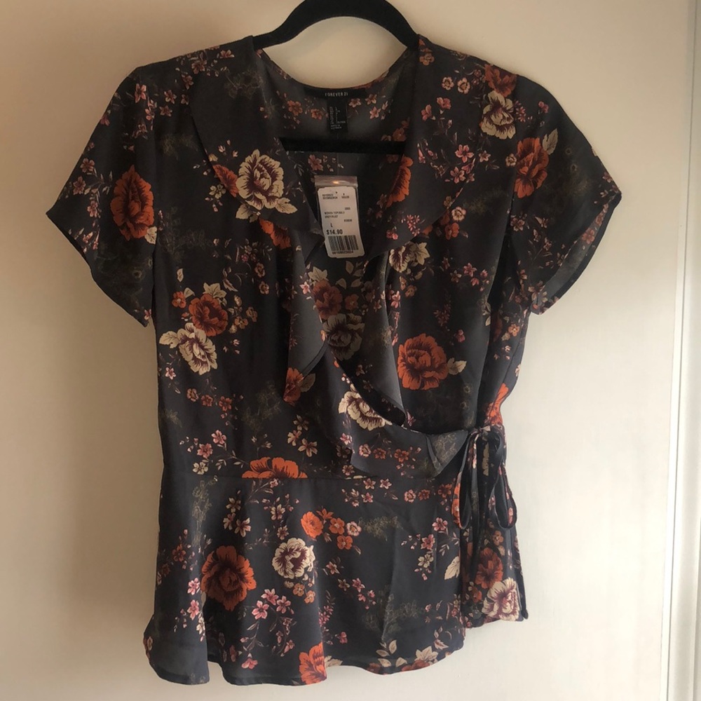 Floral wrap shirt